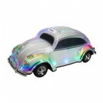 Crystal Clear Beetle Style Design Taxi Car Portable Bluetooth Speaker WS1937 for Phone, Device, Music, USB (White)